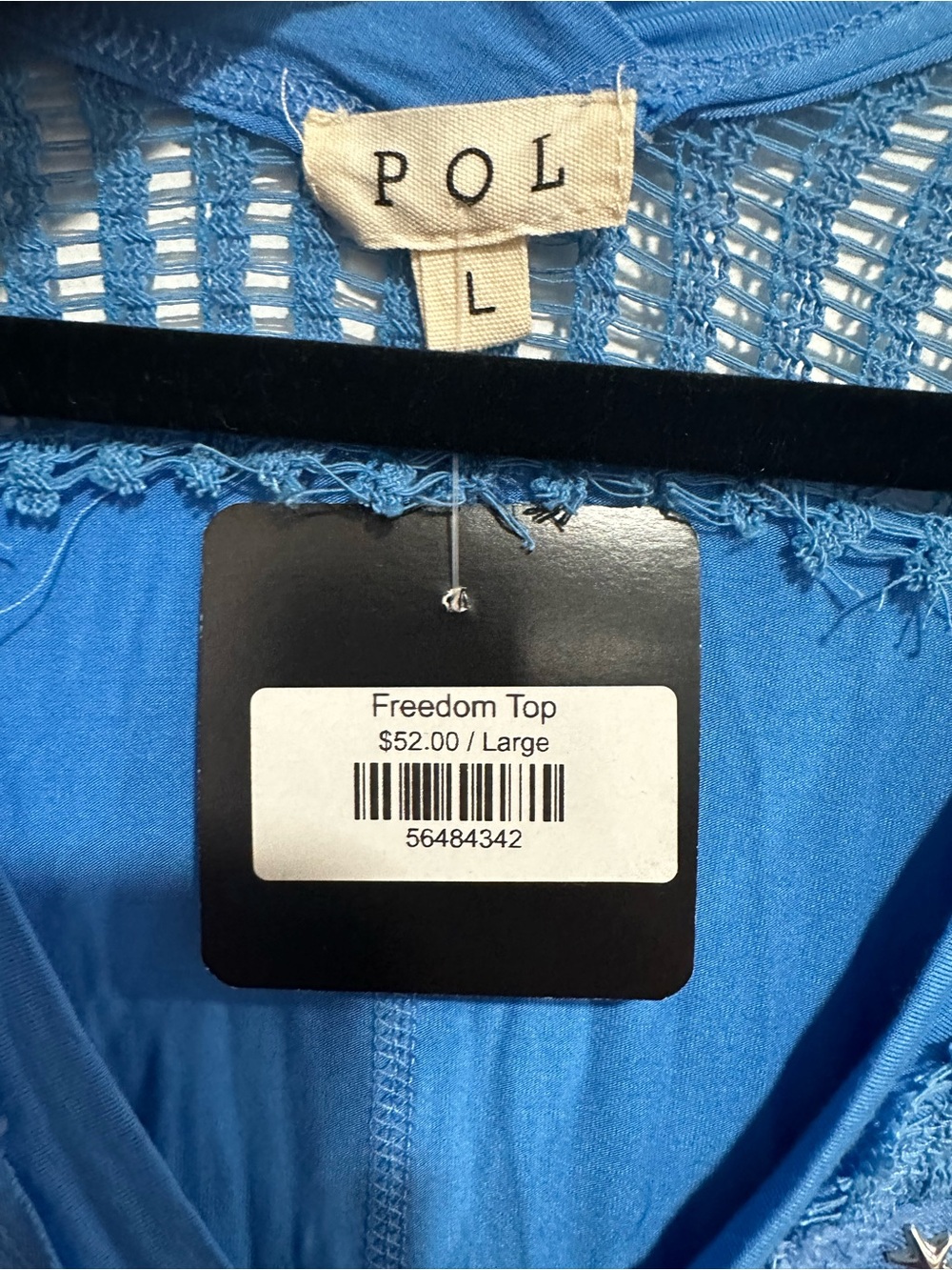 130 NWT POL Blue Top with Star Embellishments Oversized Large - Picture 5 of 7